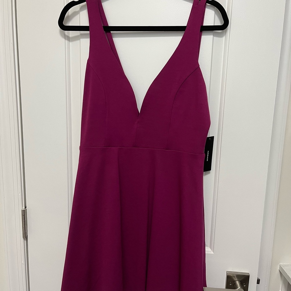 Lulu's Love Galore Magenta Plunge Neck  Mini Dress